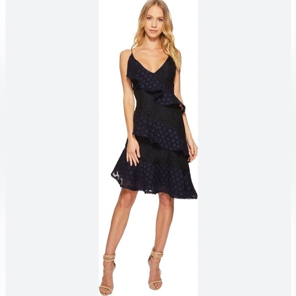 Keepsake The Label See You Now Ruffle Dress Navy Blue New with Tags - Picture 6 of 11